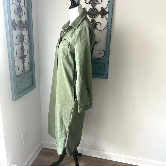Lee Vintage Modern Olive Green Snap Front Denim Shirt Dress, NWT - Picture 5 of 14